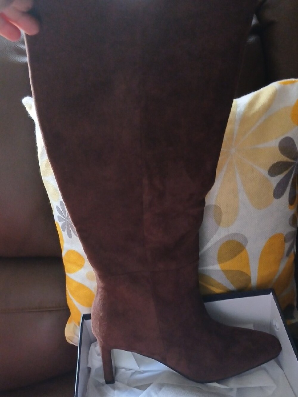 Amazon Brown Suede Over-The-Knee Heel Boots